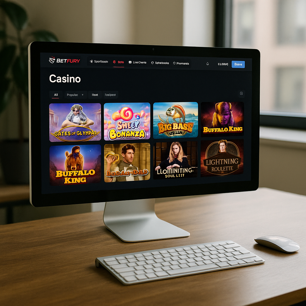 BetFury - Interface moderne et design épuré